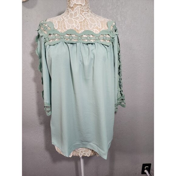 unknown Tops Offtheshoulder Lace Trim Womens Top Mint Green Poshmark